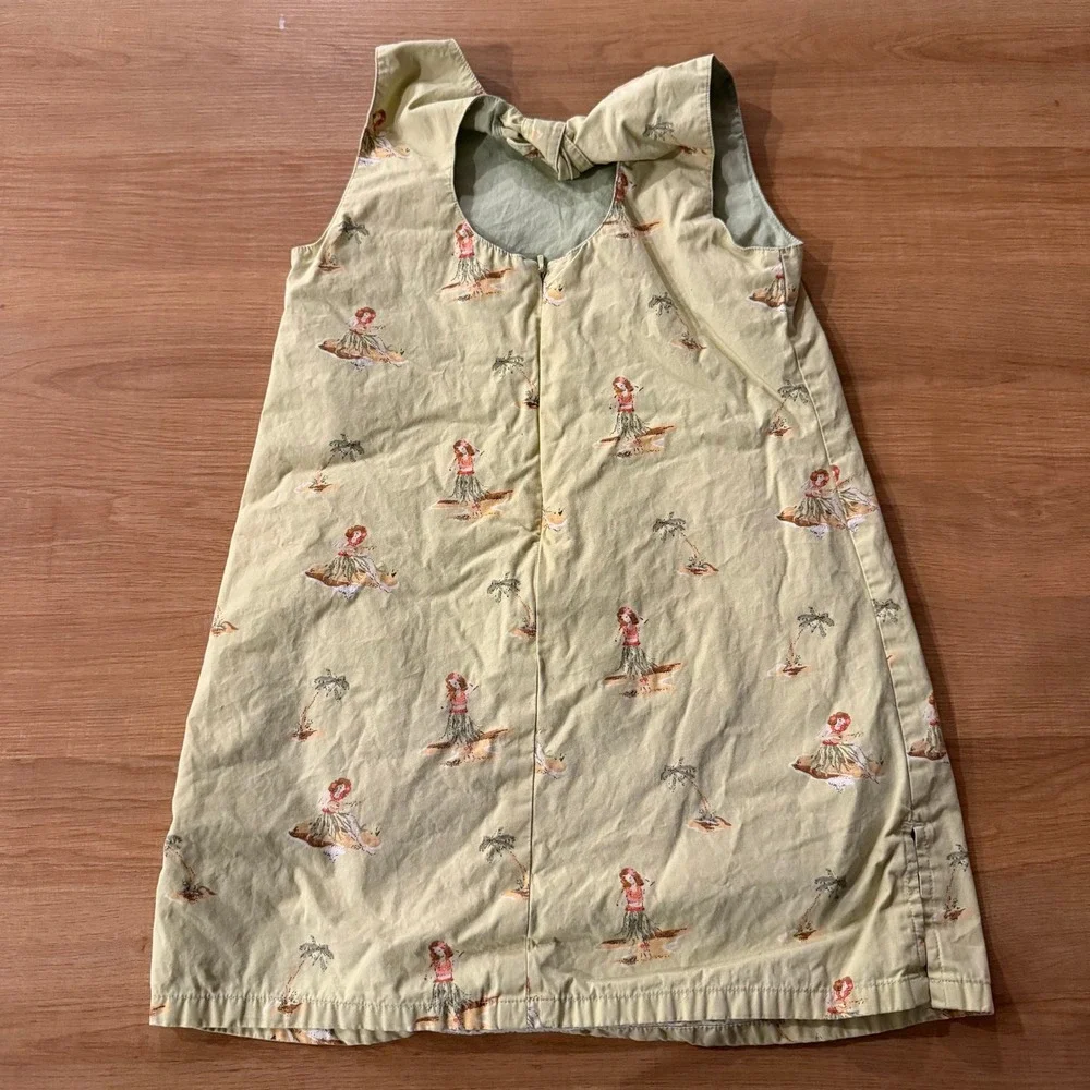 Gymboree Girls Sage Green Hula Hawaii Girl‎ Palm Tree Cotton Dress Size 7